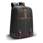 Gear Classic 4 Anti-Theft Faux Leather Black-Brown Laptop Backpack