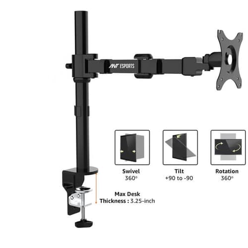 Ant Esports MA111 Pole Held Articulating Single Arm Desk Mount (Black)