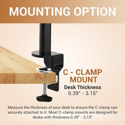 Ant Esports MA111 Pole Held Articulating Single Arm Desk Mount (Black)