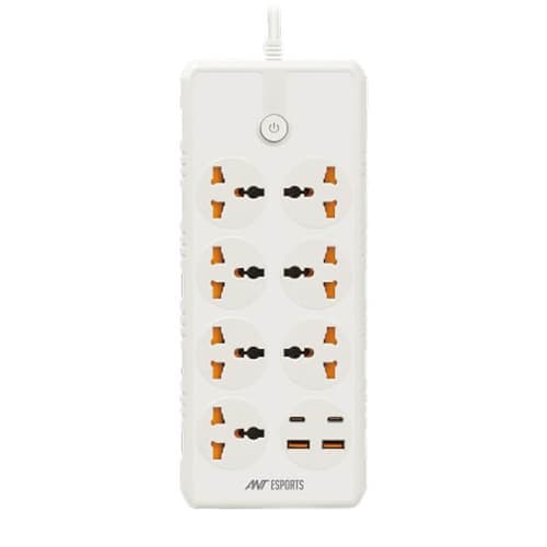 Ant Esports PS722 Power Strip with USB Ports (White)