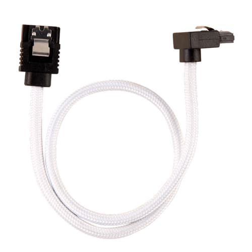 Corsair Premium Sleeved SATA 6Gbps 30cm 90° Connector Cable (White)