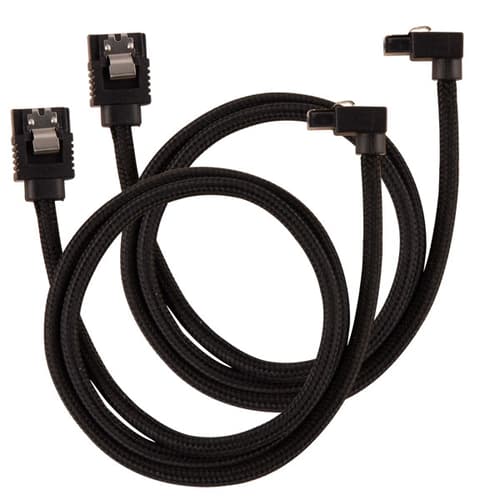 Corsair Premium Sleeved SATA 6Gbps 60cm 90° Connector Cable (Black)