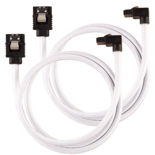 Corsair Premium Sleeved SATA 6Gbps 60cm 90° Connector Cable (White)