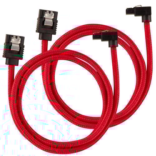 Corsair Premium Sleeved SATA 6Gbps 60cm 90° Connector Cable (Red)