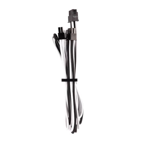 Corsair Single Connector PCIe Sleeved Cables Type 4 Gen 4 (White-Black)