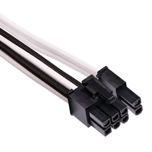 Corsair Premium Individually Sleeved PCIe Cable Dual-Pin Connector (White-Black)