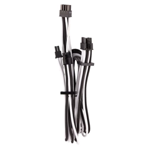 Corsair Premium Individually Sleeved PCIe Cable Dual-Pin Connector (White-Black)