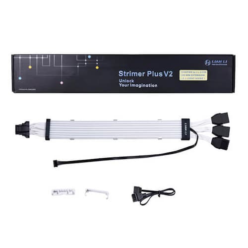 Lian Li Strimer Plus V2 8-Pin ARGB Extension Cable for RTX 40 Series GPU (8 Light guide, 335mm, 108 LEDs)