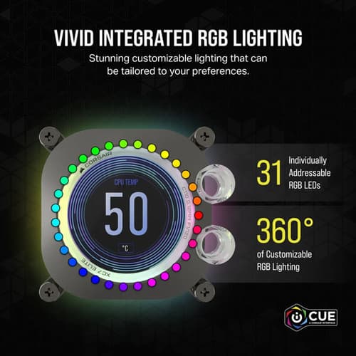 CORSAIR iCUE XC7 RGB ELITE LCD CPU Water Block (1700/AM5) – Stealth Gray