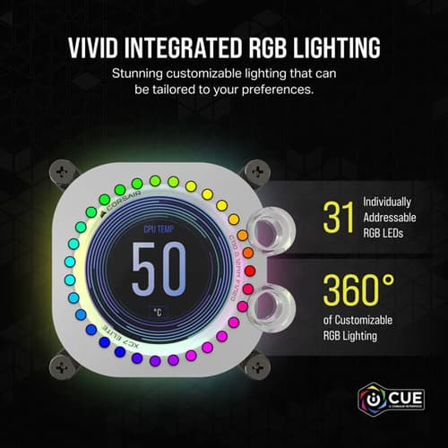 CORSAIR iCUE XC7 RGB ELITE LCD CPU Water Block (1700/AM5) – White