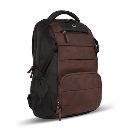 Gear Aspire 3 Faux Leather Black-Brown Laptop Backpack