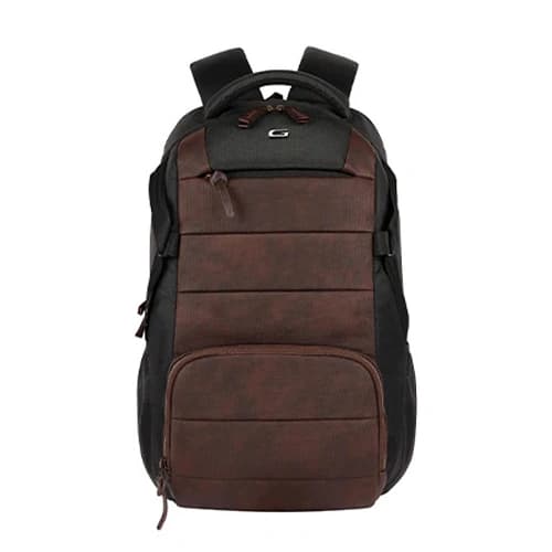 Gear Aspire 3 Faux Leather Black-Brown Laptop Backpack