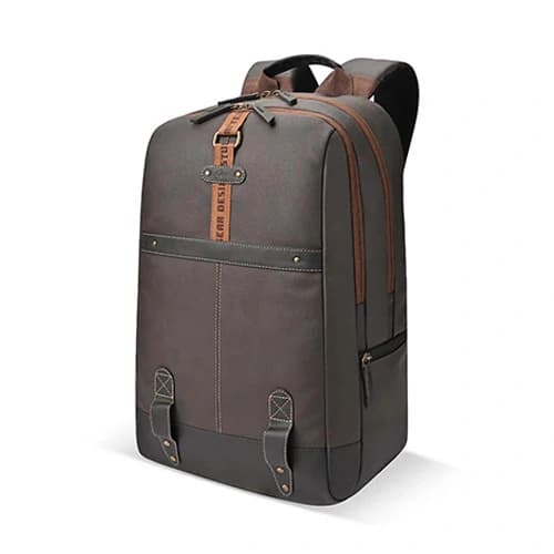 Gear Classic 4 Anti-Theft Faux Leather Black-Brown Laptop Backpack