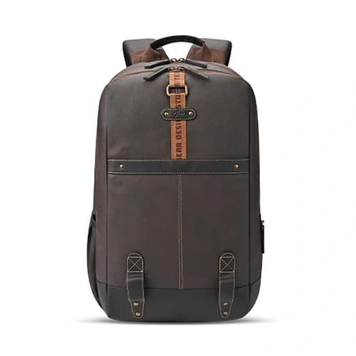 Gear Classic 4 Anti-Theft Faux Leather Black-Brown Laptop Backpack