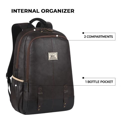 Gear Classic Faux Leather Brown-Black Laptop Backpack