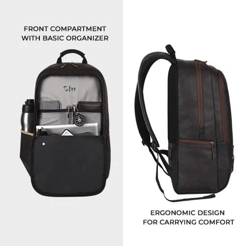 Gear Classic Faux Leather Brown-Black Laptop Backpack
