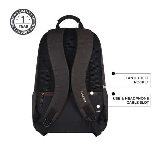 Gear Classic Faux Leather Brown-Black Laptop Backpack
