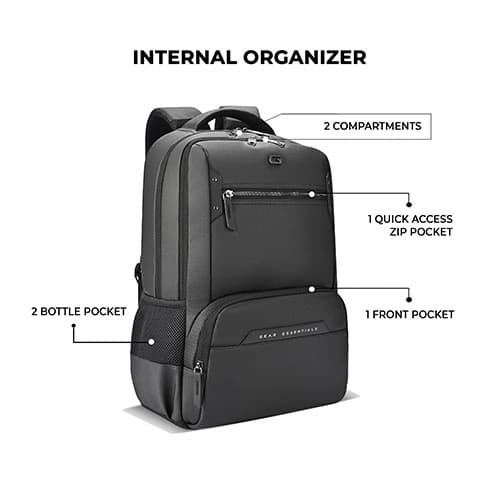 Gear Quantum 3 Anti-Theft Faux Leather Laptop Backpack, With Raincover