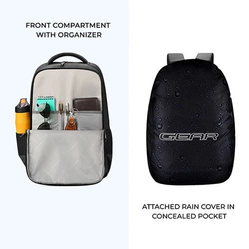 Gear Quantum 3 Anti-Theft Faux Leather Laptop Backpack, With Raincover
