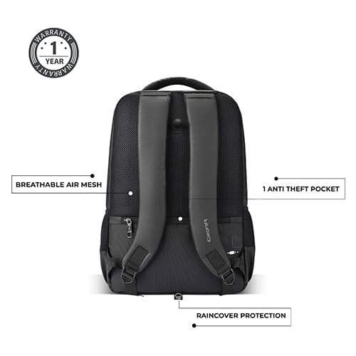Gear Quantum 3 Anti-Theft Faux Leather Laptop Backpack, With Raincover