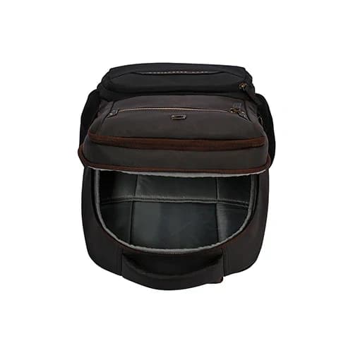 Gear Quantum 3 Anti-Theft Faux Leather Brown-Black Laptop Backpack, With Raincover