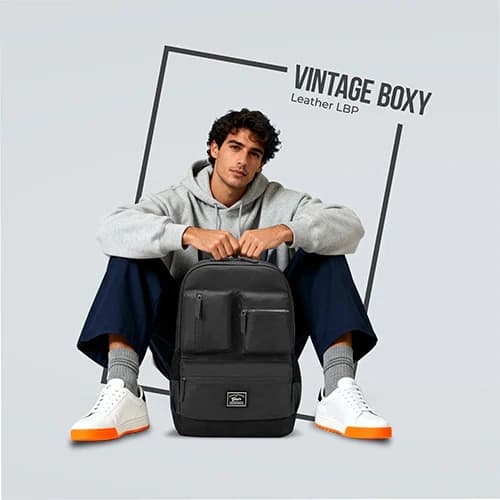 Gear Vintage Boxy Faux Leather Laptop Backpack