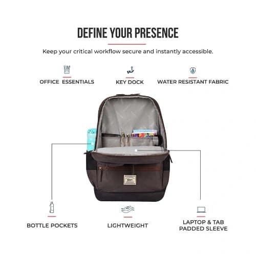 Gear Vintage Boxy Faux Leather Brown-Black Laptop Backpack