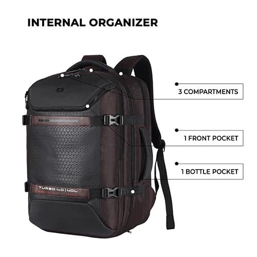 Gear Turbo 4 Anti-Theft Faux Leather Brown-Black Laptop Backpack