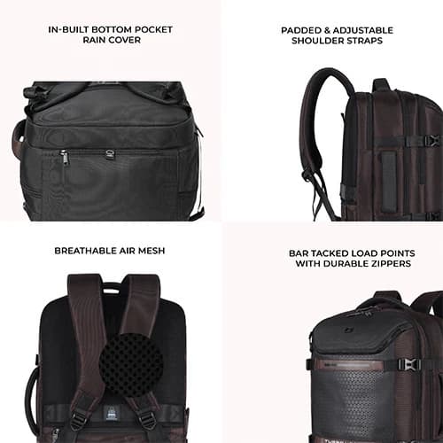 Gear Turbo 4 Anti-Theft Faux Leather Brown-Black Laptop Backpack