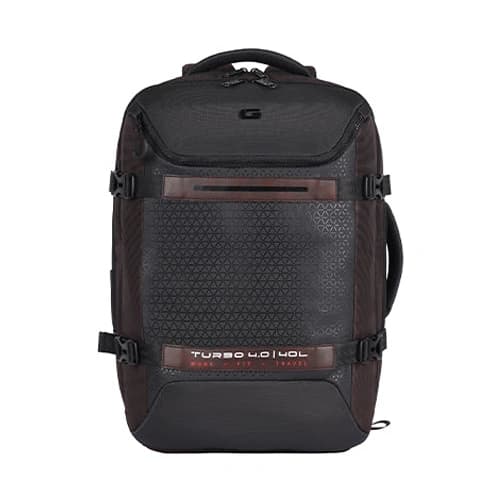 Gear Turbo 4 Anti-Theft Faux Leather Brown-Black Laptop Backpack