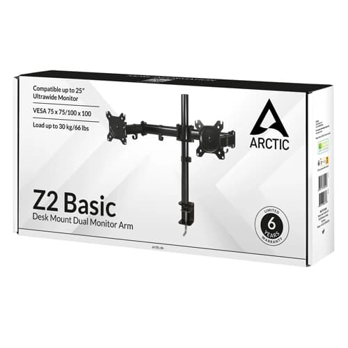 ARCTIC Z2 Basic Dual Arm Monitor Desk Mount (Black)