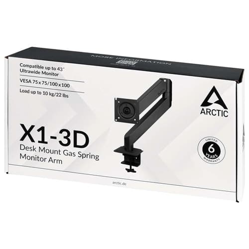 Arctic X1-3D Gas Spring Monitor Arm Desk Mount (Matt Black)