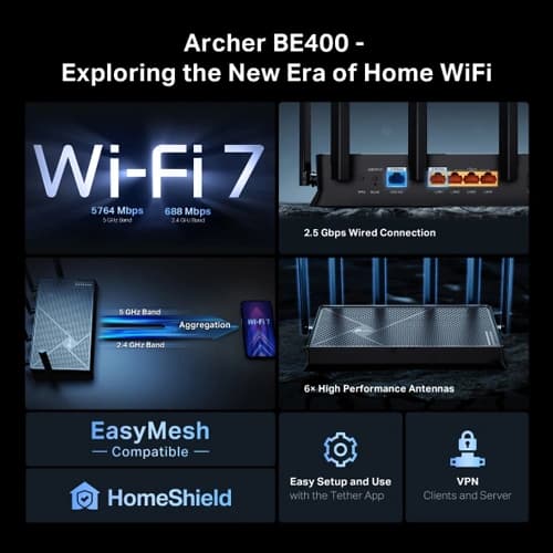 Tp-Link Archer BE400 Dual-Band BE6500 Wi-Fi 7 Router