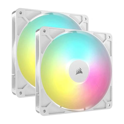 Corsair RS140 ARGB White 140mm PWM Cabinet Fan, Dual Pack
