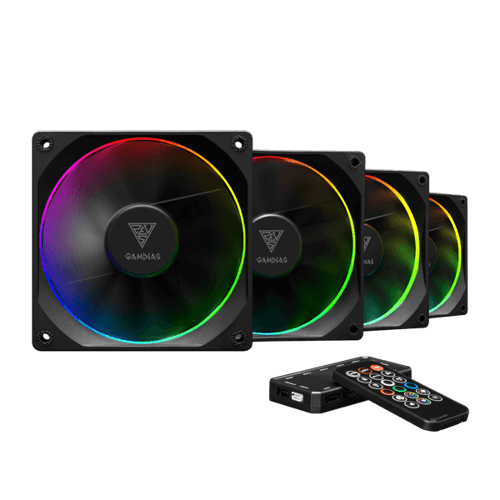 Gamdias Aeolus M3-1204R - 120mm PWM ARGB Cabinet Fan (Four Pack)