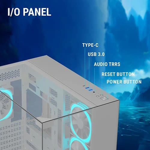 Ant Esports Crystal Mirror White ATX Mid Tower Case