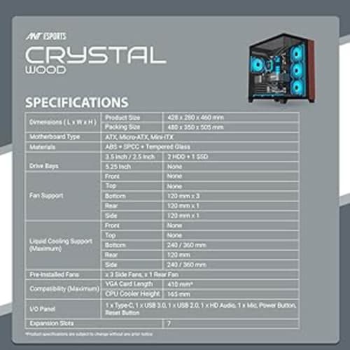 Ant Esports Crystal Wood ARGB ATX Mid Tower Case