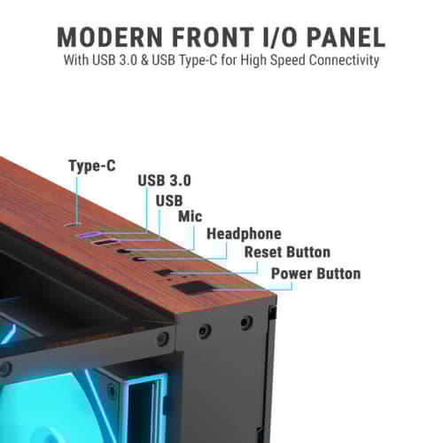 Ant Esports Crystal Wood ARGB ATX Mid Tower Case