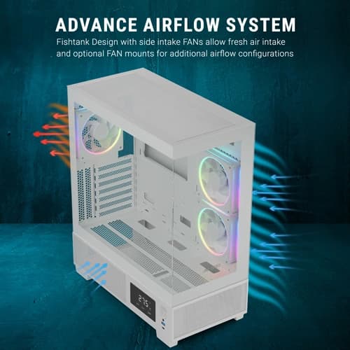 Ant Esports Crystal X3 LCD ARGB White ATX Mid Tower Case