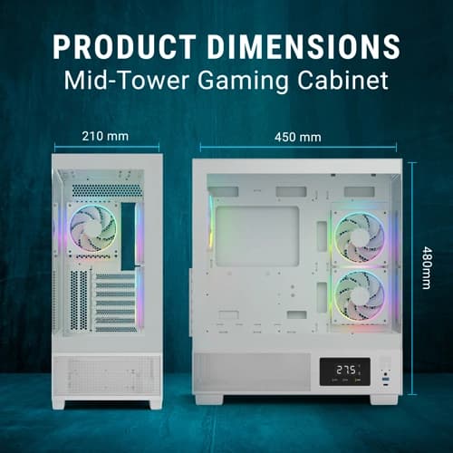 Ant Esports Crystal X3 LCD ARGB White ATX Mid Tower Case