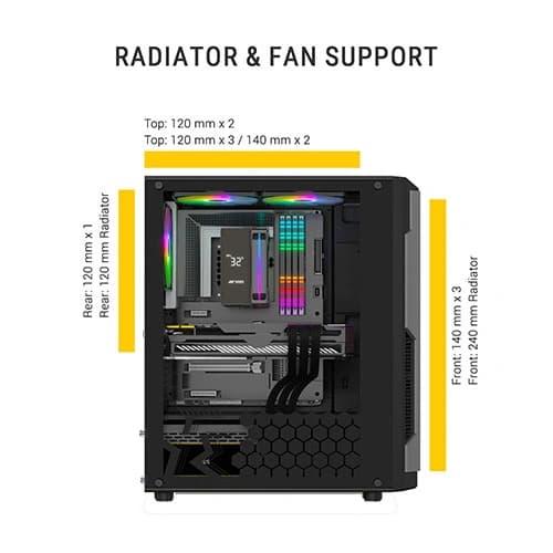 Ant Esports Eclipse Black-Grey ARGB ATX Mid Tower Case