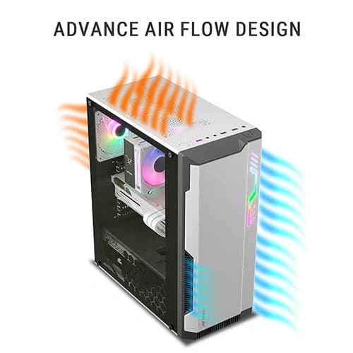 Ant Esports Eclipse White-Grey ARGB ATX Mid Tower Case