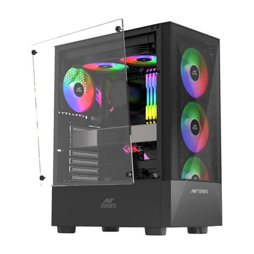 Ant Esports ICE-100 Auto RGB (ATX) Mid Tower Cabinet (Black)