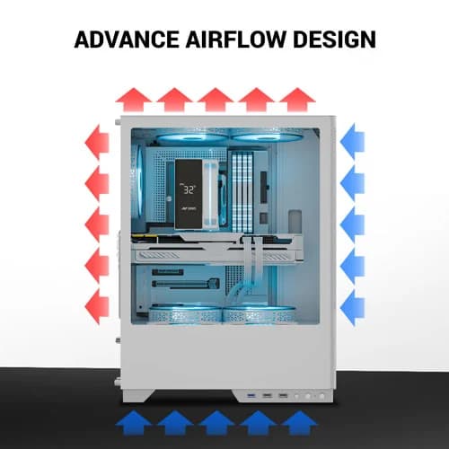 Ant Esports X2 LCD White ARGB ATX Mid Tower Case