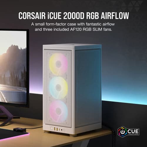 Corsair 2000D RGB Airflow (M-ITX) Mini Tower Cabinet (White)