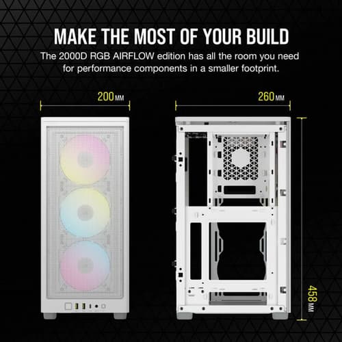 Corsair 2000D RGB Airflow (M-ITX) Mini Tower Cabinet (White)