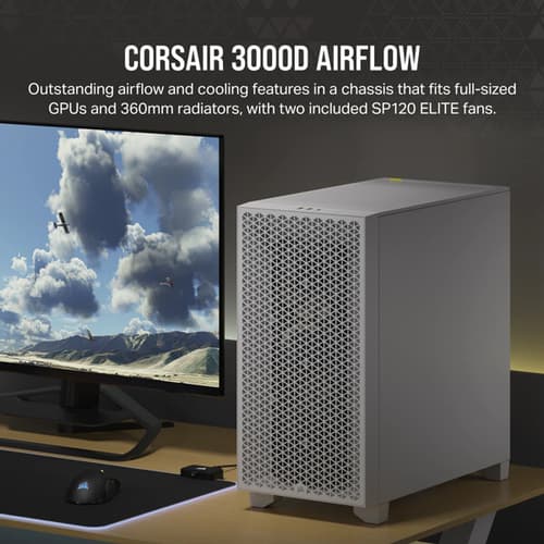 Corsair 3000D Airflow Mid-Tower (ATX) Cabinet (White)