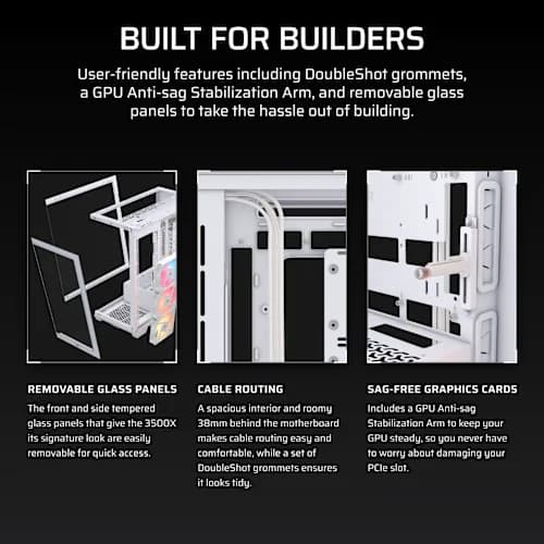 Corsair 3500X RS-R ARGB White E-ATX Mid Tower Case