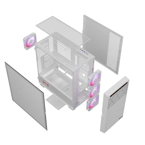 Dawg Y 804 White ARGB ATX Mid Tower Case