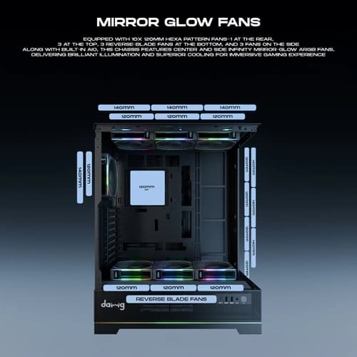 Dawg Y 990 ARGB E-ATX Mid Tower Case with Pre-installed 360mm AIO Cooler